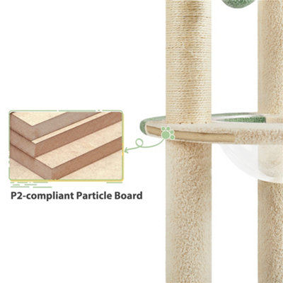 Yaheetech Green/Beige Cat Tree with Transparent Cat Bed and Scratching Posts for Kittens