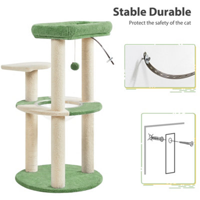 Yaheetech Green/Beige Cat Tree with Transparent Cat Bed and Scratching Posts for Kittens