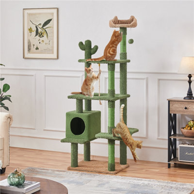 Yaheetech Green/Brown 179cm Multi Level Cat Tree Large Cat Tower w/Condo and Scratching Posts Price Comparisons | Compare The Build