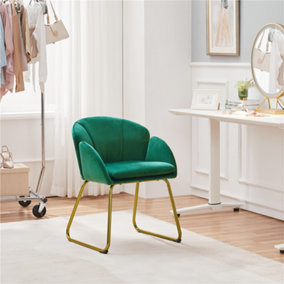 Yaheetech Green Flower Shape Velvet Armchair Accent Chair with Golden Metal Legs