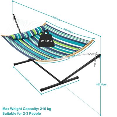 Yaheetech Green Stripe 216 kg Capacity Hammock with Steel Stand Set - 3