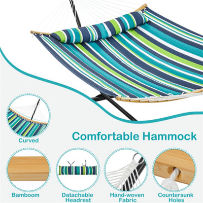 Yaheetech Green Stripe 216 kg Capacity Hammock with Steel Stand Set - 4