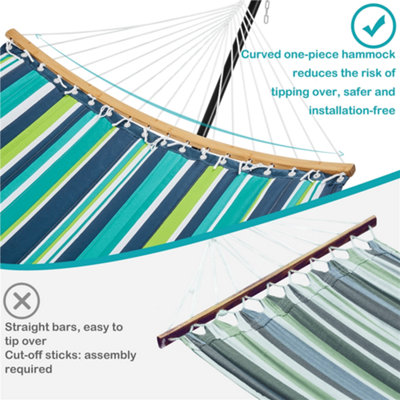 Yaheetech Green Stripe 216 kg Capacity Hammock with Steel Stand Set - 5