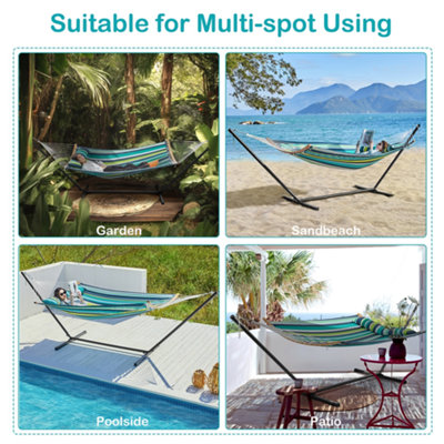 Yaheetech Green Stripe 216 kg Capacity Hammock with Steel Stand Set - 6