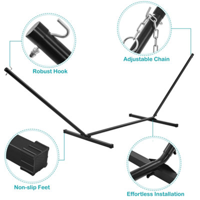 Yaheetech Green Stripe 216 kg Capacity Hammock with Steel Stand Set - 7