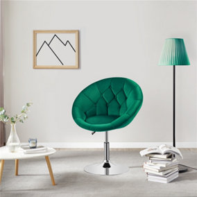 Yaheetech Green Upholstered Height Adjustable Round Swivel Chair