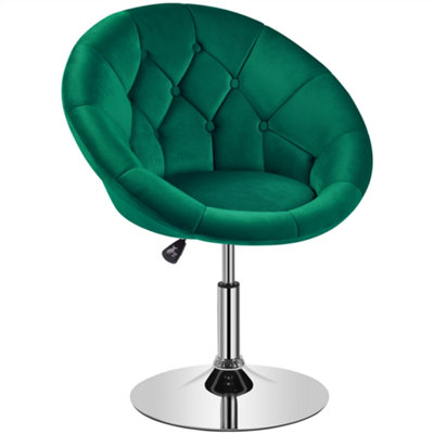 Yaheetech Green Upholstered Height Adjustable Round Swivel Chair