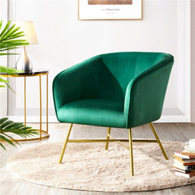 Yaheetech Green Upholstered Velvet Armchair with Backrest and Armrest