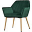 Yaheetech Green Velvet Tufted Accent Chair Armchair with Metal Legs