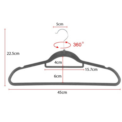 Yaheetech Grey 100 Pieces Velvet Flocked Hangers with Tie Bar - 3