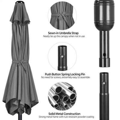 Yaheetech Grey 2.3m Tiltable Patio Parasol Market Umbrella with Crank - 5