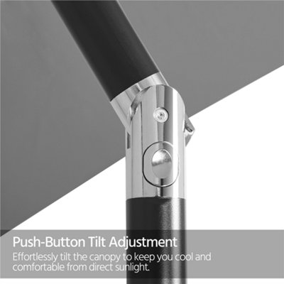 Yaheetech Grey 2.3m Tiltable Patio Parasol Market Umbrella with Crank - 8
