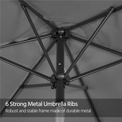 Yaheetech Grey 2.3m Tiltable Patio Parasol Market Umbrella with Crank - 9