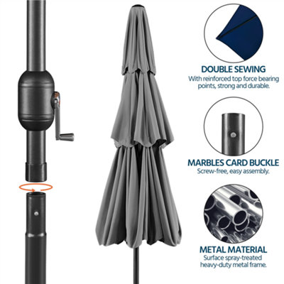 Yaheetech Grey 3.2m 3 Tier Tiltable Patio Parasol Vented Table Umbrella with Crank - 4