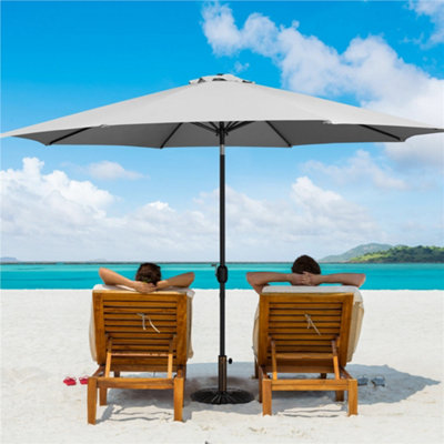 Yaheetech Grey 3.2m Tiltable Patio Parasol Market Umbrella with Crank