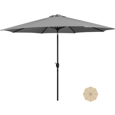 Yaheetech Grey 3.2m Tiltable Patio Parasol Market Umbrella with Crank