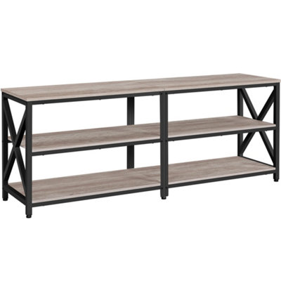 Yaheetech Grey 3 Layer Vintage TV Stand with Spacious Storage Space