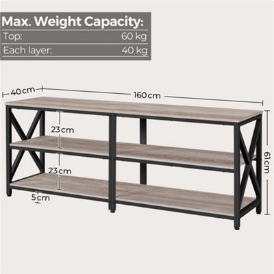 Yaheetech Grey 3 Layer Vintage TV Stand with Spacious Storage Space