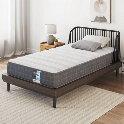 Yaheetech Grey 3ft Single Mattress Bonnell Spring and Knitted Jacquard Cover, Medium Soft, 90x190x19cm