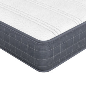Yaheetech Grey 3ft Single Mattress Bonnell Spring and Knitted Jacquard Cover, Medium Soft, 90x190x19cm