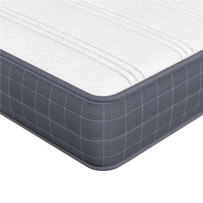 Yaheetech Grey 3ft Single Mattress Bonnell Spring and Knitted Jacquard Cover, Medium Soft, 90x190x19cm