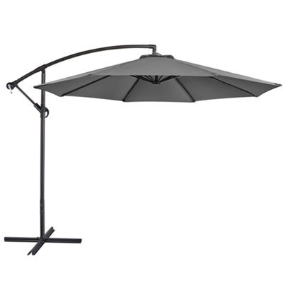 Yaheetech Grey 3m Patio Offset Umbrella Outdoor Parasol with Crank