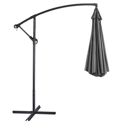Yaheetech Grey 3m Patio Offset Umbrella Outdoor Parasol with Crank - 9