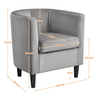 Yaheetech Grey Barrel-shaped Chair Accent Arm Chair Velvet Club Chair