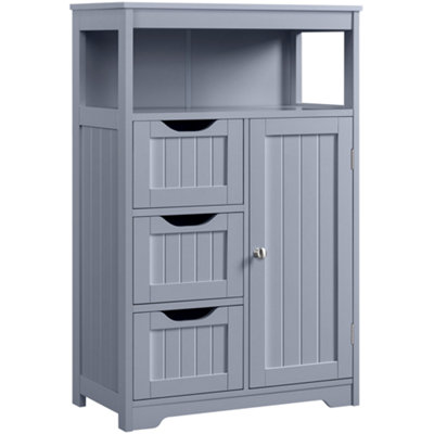 Elegant Grey Bathroom Floor Cabinet with 3 Drawers and 2 Shelves