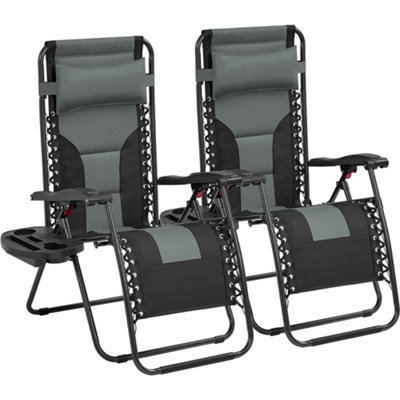 Yaheetech Grey/Black 2pcs Padded Outdoor Zero Gravity Chair