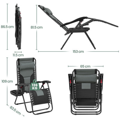 Yaheetech Grey/Black 2pcs Padded Outdoor Zero Gravity Chair - 3