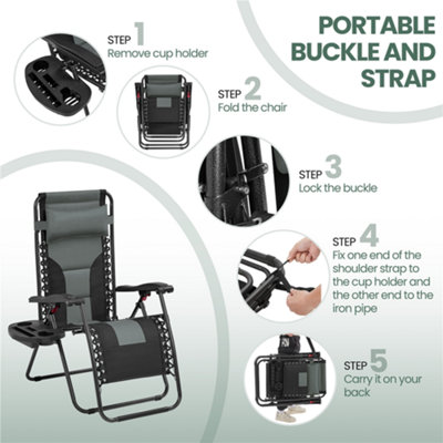 Yaheetech Grey/Black 2pcs Padded Outdoor Zero Gravity Chair - 4