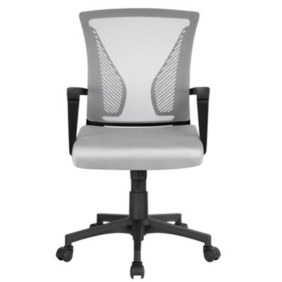 Yaheetech Grey Ergonomic Mesh Office Chair with Mid-Back 360 Degree Rolling Casters Height Adjustable