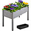 Yaheetech Grey Fir Wood Garden Bed Rectangle Raised Planters for Vegetables Flowers