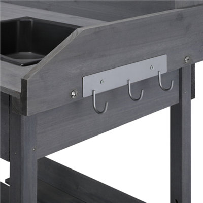 Yaheetech Grey Garden Potting Bench with Sink Drawer/Rack/Shelves - 8