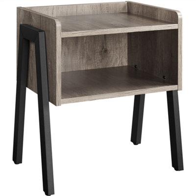Yaheetech Grey Industrial Side Table with Open Front
