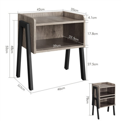 Yaheetech Grey Industrial Side Table with Open Front