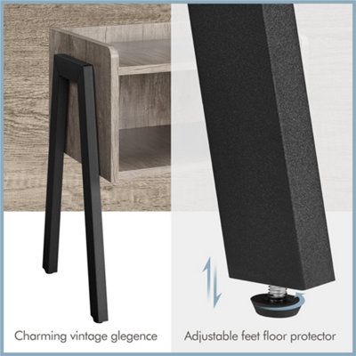Yaheetech Grey Industrial Side Table with Open Front