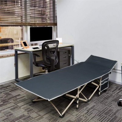 Yaheetech Grey Metal Folding Camping Bed with Carry Bag