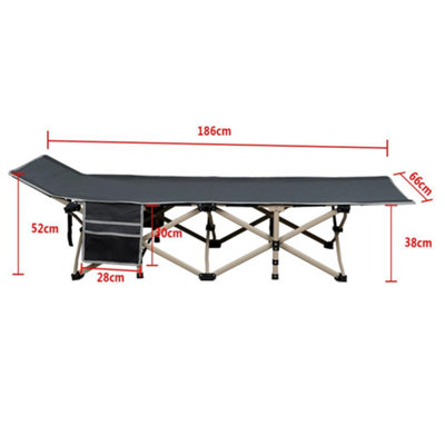 Yaheetech Grey Metal Folding Camping Bed with Carry Bag