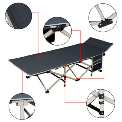 Yaheetech Grey Metal Folding Camping Bed with Carry Bag