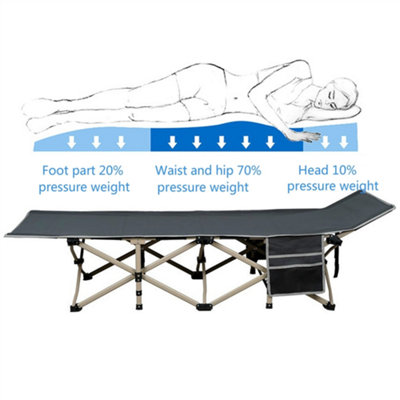 Yaheetech Grey Metal Folding Camping Bed with Carry Bag