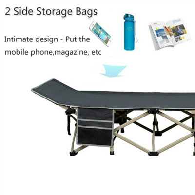 Yaheetech Grey Metal Folding Camping Bed with Carry Bag