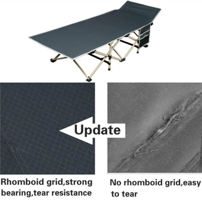 Yaheetech Grey Metal Folding Camping Bed with Carry Bag