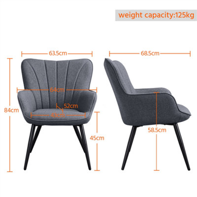 Yaheetech Grey Modern Pleated Curved Back Fabric Accent Chair Upholstered Armchair