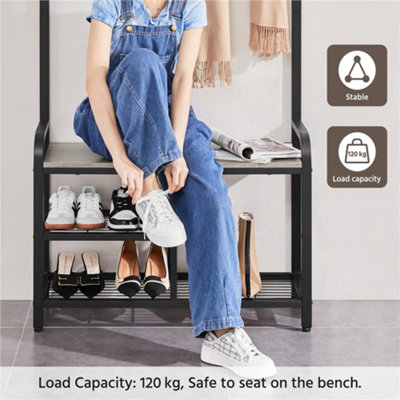 Yaheetech Grey Multifunctional Metal Hall Tree with Top Shelf - 6