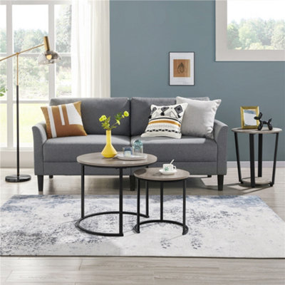 Yaheetech Grey Nesting Coffee Table Set with Round Tabletop for Living Room