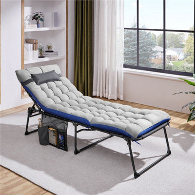 Yaheetech Grey Outdoor Folding Tanning Chair with Removable Padded Cushion