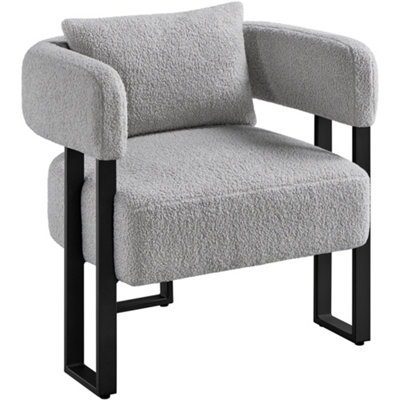 Yaheetech Grey Oversized Upholstered Accent Armchair with 3 Strong Metal Legs