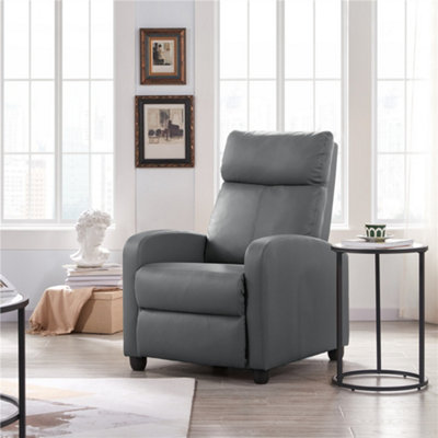 Yaheetech Grey PU Leather Recliner Chair with Pocket